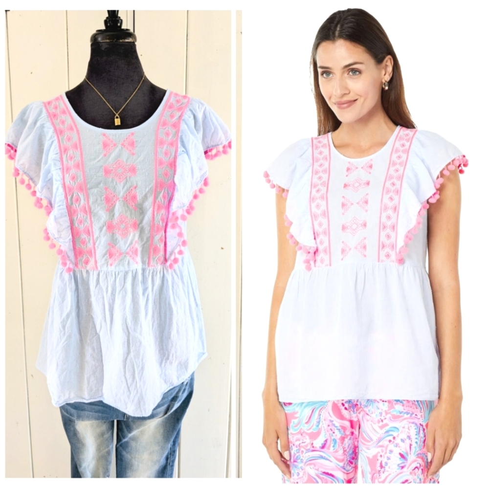 Lilly Pulitzer Raquelle  Embroidered Top sz S